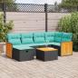 Preview: ARDEBO.de - 7-tlg. Garten-Sofagarnitur mit Kissen Schwarz Poly Rattan