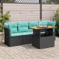 Preview: ARDEBO.de - 5-tlg. Garten-Sofagarnitur mit Kissen Schwarz Poly Rattan