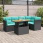 Preview: ARDEBO.de - 6-tlg. Garten-Sofagarnitur mit Kissen Schwarz Poly Rattan