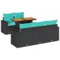 Preview: 6-tlg. Garten-Sofagarnitur mit Kissen Schwarz Poly Rattan