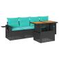 Preview: ARDEBO.de - 5-tlg. Garten-Sofagarnitur mit Kissen Schwarz Poly Rattan