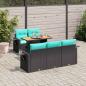Preview: ARDEBO.de - 6-tlg. Garten-Sofagarnitur mit Kissen Schwarz Poly Rattan