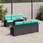 Preview: ARDEBO.de - 7-tlg. Garten-Sofagarnitur mit Kissen Schwarz Poly Rattan