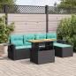Preview: ARDEBO.de - 6-tlg. Garten-Sofagarnitur mit Kissen Schwarz Poly Rattan