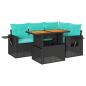 Preview: 5-tlg. Garten-Sofagarnitur mit Kissen Schwarz Poly Rattan