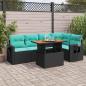 Preview: ARDEBO.de - 6-tlg. Garten-Sofagarnitur mit Kissen Schwarz Poly Rattan
