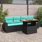 Preview: ARDEBO.de - 5-tlg. Garten-Sofagarnitur mit Kissen Schwarz Poly Rattan
