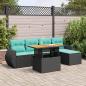 Preview: ARDEBO.de - 6-tlg. Garten-Sofagarnitur mit Kissen Schwarz Poly Rattan