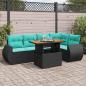 Preview: ARDEBO.de - 6-tlg. Garten-Sofagarnitur mit Kissen Schwarz Poly Rattan