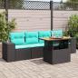 Preview: ARDEBO.de - 5-tlg. Garten-Sofagarnitur mit Kissen Schwarz Poly Rattan