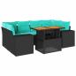 Preview: 7-tlg. Garten-Sofagarnitur mit Kissen Schwarz Poly Rattan