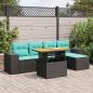 Preview: ARDEBO.de - 6-tlg. Garten-Sofagarnitur mit Kissen Schwarz Poly Rattan