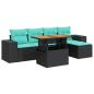 Preview: 6-tlg. Garten-Sofagarnitur mit Kissen Schwarz Poly Rattan