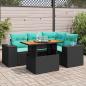 Preview: ARDEBO.de - 5-tlg. Garten-Sofagarnitur mit Kissen Schwarz Poly Rattan