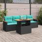 Preview: ARDEBO.de - 5-tlg. Garten-Sofagarnitur mit Kissen Schwarz Poly Rattan