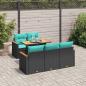Preview: ARDEBO.de - 6-tlg. Garten-Sofagarnitur mit Kissen Schwarz Poly Rattan