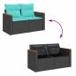 Preview: ARDEBO.de - 7-tlg. Garten-Sofagarnitur mit Kissen Schwarz Poly Rattan