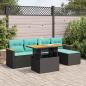 Preview: ARDEBO.de - 6-tlg. Garten-Sofagarnitur mit Kissen Schwarz Poly Rattan