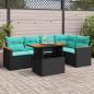 Preview: ARDEBO.de - 6-tlg. Garten-Sofagarnitur mit Kissen Schwarz Poly Rattan