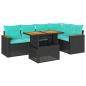Preview: 6-tlg. Garten-Sofagarnitur mit Kissen Schwarz Poly Rattan