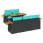 Preview: 6-tlg. Garten-Sofagarnitur mit Kissen Schwarz Poly Rattan