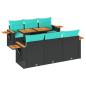 Preview: 7-tlg. Garten-Sofagarnitur mit Kissen Schwarz Poly Rattan