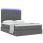 Preview: LED-Speicherbett mit Matratze Dunkelgrau 140 x 190 cm Stoff