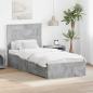 Preview: ARDEBO.de - Bettrahmen Beton Grau und Silber 75 x 190 cm Holzwerkstoff