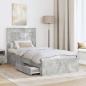Preview: Bettrahmen Beton Grau und Silber 75 x 190 cm Holzwerkstoff