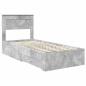 Preview: Bettrahmen Beton Grau und Silber 75 x 190 cm Holzwerkstoff