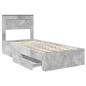 Preview: Bettrahmen Beton Grau und Silber 75 x 190 cm Holzwerkstoff