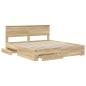Preview: Bettrahmen mit Kopfteil Sonoma-Eiche 180 x 200 cm Holzwerkstoff