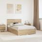 Preview: ARDEBO.de - Bettrahmen mit Kopfteil Sonoma-Eiche 135 x 190 cm Holzwerkstoff