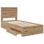 Preview: Bettrahmen mit Kopfteil Artisan-Eiche 90 x 190 cm Holzwerkstoff