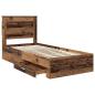 Preview: Bettrahmen mit Schubladen Altholz 90 x 190 cm Holzwerkstoff