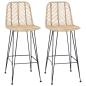 Preview: Barstuhl 2 pcs Natur 44,5 x 53 x 111 cm Rattan und Eisen