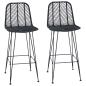 Preview: Barstuhl 2 pcs Schwarz 44,5 x 53 x 111 cm Rattan und Eisen