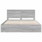 Preview: Bettrahmen Graues Sonoma 180 x 200 cm Massives Kiefernholz