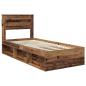 Preview: Bettrahmen Altholz 90 x 190 cm Massives Kiefernholz