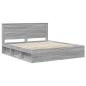 Preview: ARDEBO.de - Bettrahmen Graues Sonoma 200 x 200 cm Massives Kiefernholz