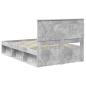 Preview: Bettrahmen Beton Grau 135 x 190 cm Massives Kiefernholz
