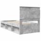 Preview: Bettrahmen Beton Grau 75 x 190 cm Massives Kiefernholz