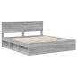 Preview: Bettrahmen Graues Sonoma 180 x 200 cm Massives Kiefernholz