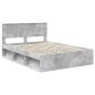 Preview: Bettrahmen Beton Grau 135 x 190 cm Massives Kiefernholz