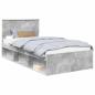 Preview: Bettrahmen Beton Grau 100 x 200 cm Massives Kiefernholz