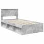 Preview: Bettrahmen Beton Grau 100 x 200 cm Massives Kiefernholz