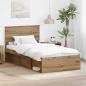 Preview: ARDEBO.de - Bettrahmen mit Kopfteil Kunsthandwerk Eiche 100 x 200 cm