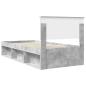 Preview: Bettrahmen Beton Grau 90 x 190 cm Massives Kiefernholz