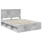 Preview: Bettrahmen Beton Grau 135 x 190 cm Massives Kiefernholz
