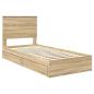 Preview: ARDEBO.de - Aufbewahrungsbett Sonoma-Eiche 90 x 190 cm Holzwerkstoff